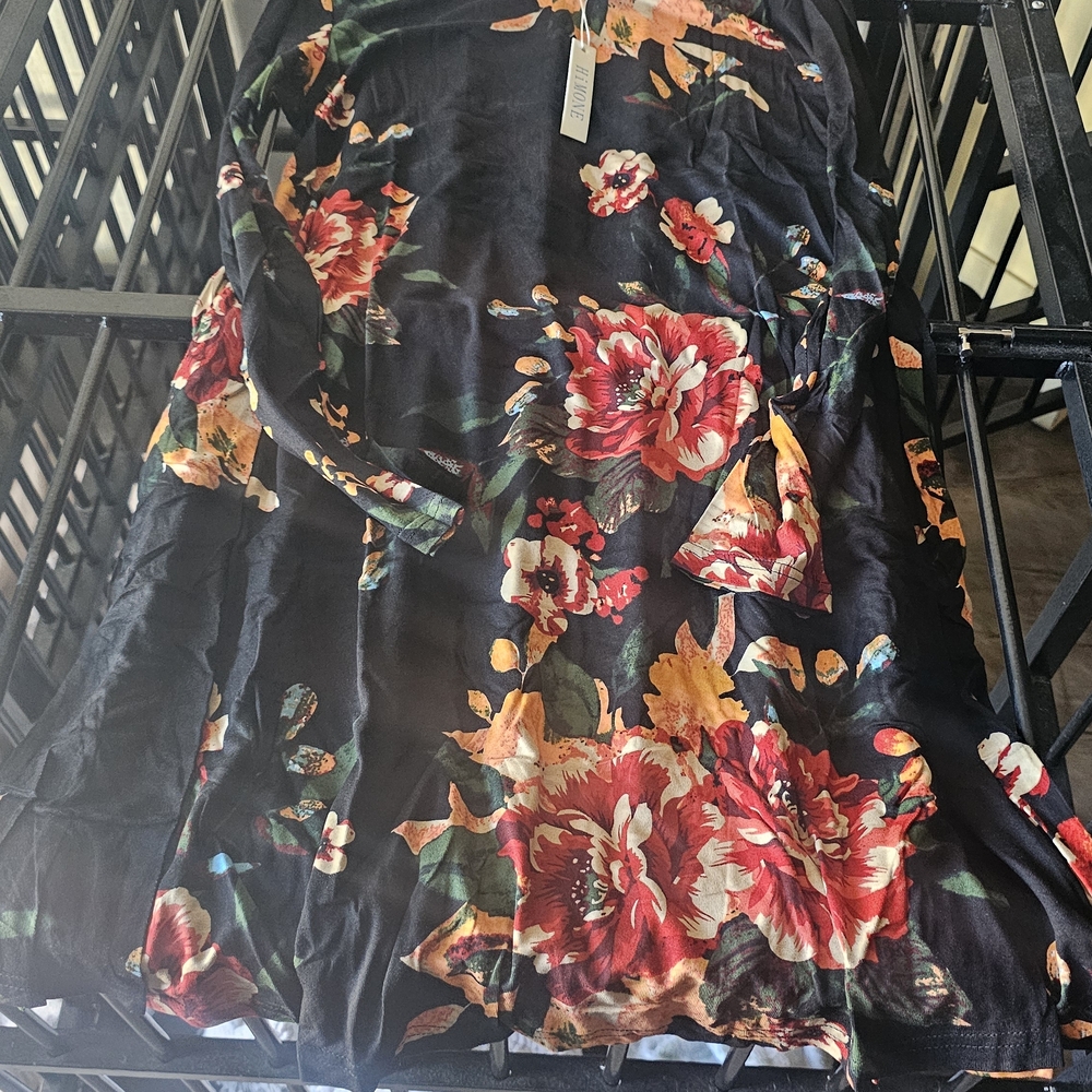 Floral Black Midi Dress